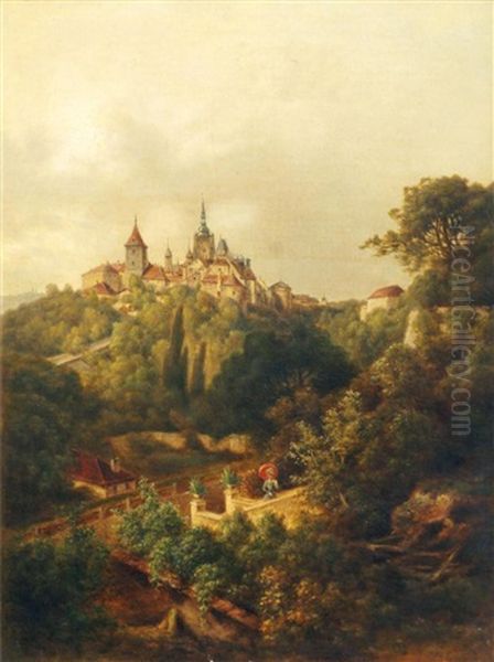 Hradschin In Prag Oil Painting by Johann Novopacky