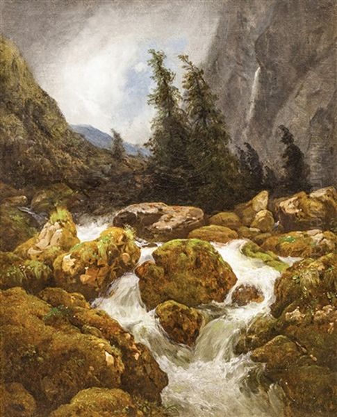 Bystrina V Horach Oil Painting by Johann Novopacky