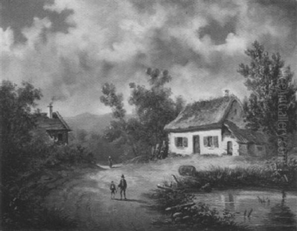 Am Heimweg Oil Painting by Johann Novopacky