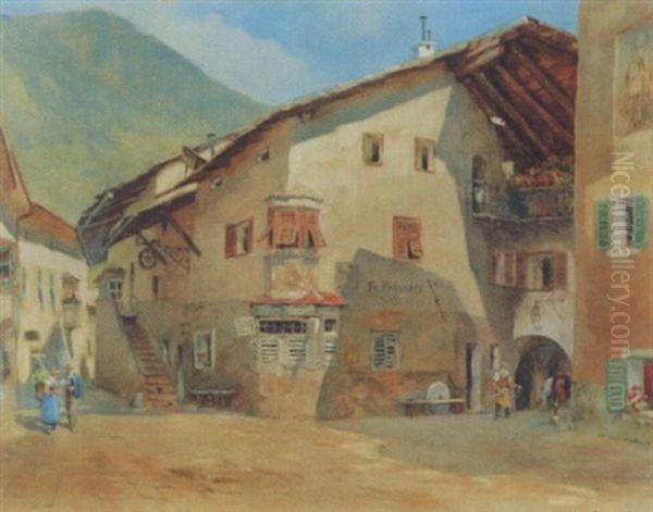 Strasenzimmer In Hall/tirol Mit Schmiede Oil Painting by Hans Nowack