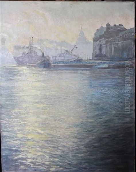 Gadansk Shipyard Oil Painting by Anton Nowak