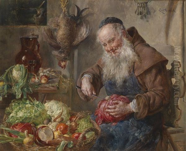 Monch In Der Kuche Oil Painting by Ernst Nowak