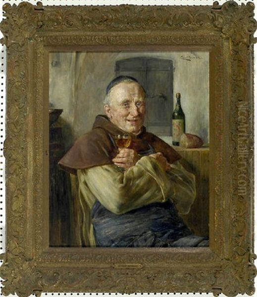 Bruder Kellermeister Mit Weinglas Oil Painting by Ernst Nowak