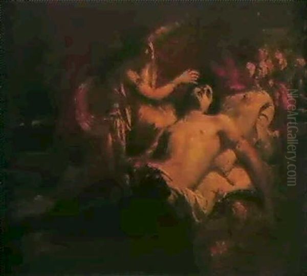 Selene Visiting The Sleeping Endymion Oil Painting by Ernst Nowak