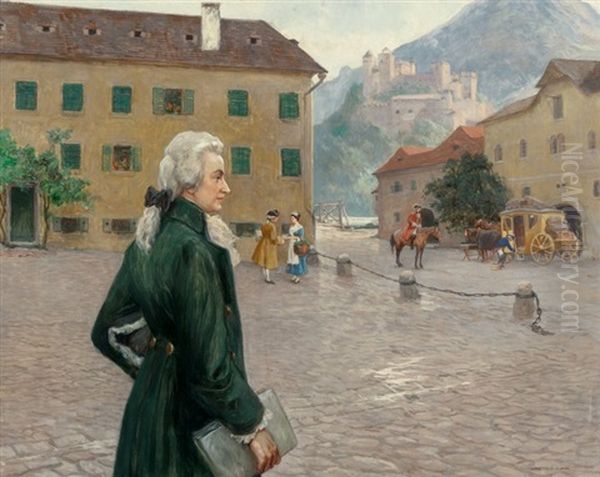 The Young Mozart In Salzburg Oil Painting by Otto Robert Nowak