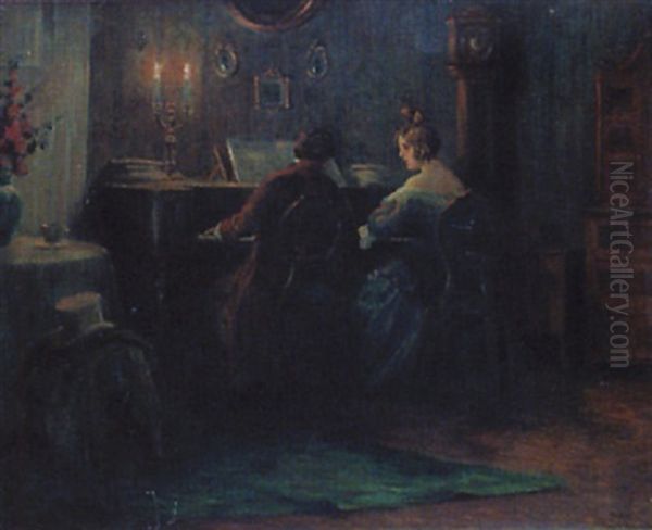 The Music Lesson Oil Painting by Otto Robert Nowak