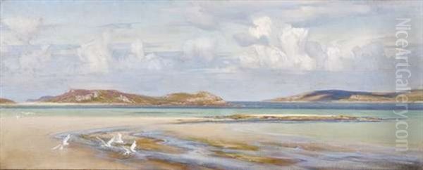 A Sunny Beach Scene Oil Painting by Arthur Trevithin Nowell