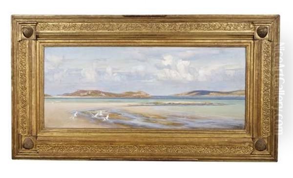 A Sunny Beach Scene Oil Painting by Arthur Trevithin Nowell