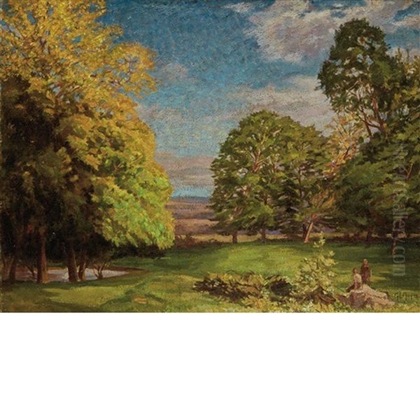 Autumn Landscape At Dusk Oil Painting by George L. Noyes