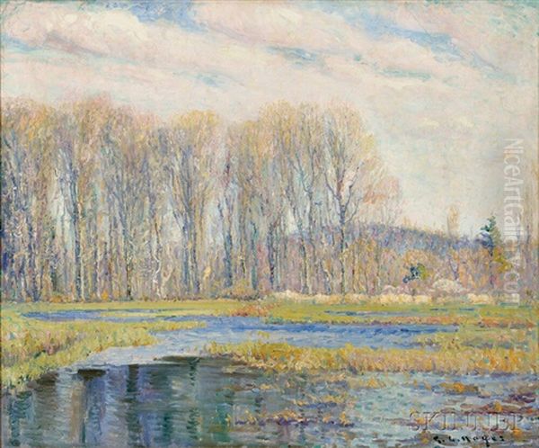 Spring Along The Water Meadow Oil Painting by George L. Noyes