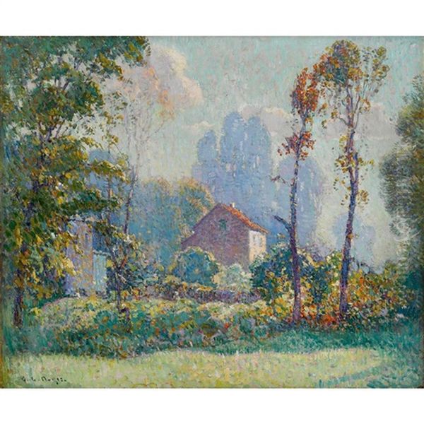 House In A Spring Landscape Oil Painting by George L. Noyes