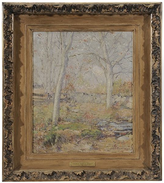 Spring Landscape With Stone Wall Oil Painting by George L. Noyes