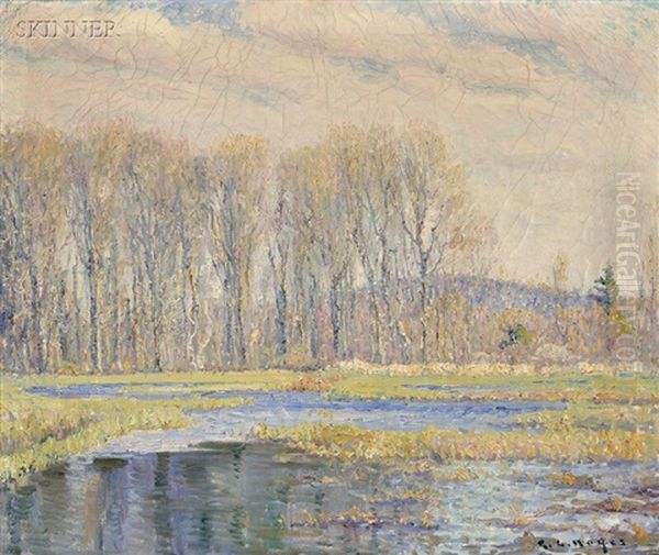 Spring Along The Water Meadow Oil Painting by George L. Noyes