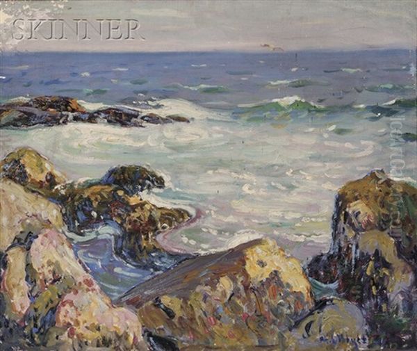 Rocky Coastal View Oil Painting by George L. Noyes