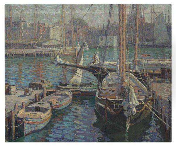 Gloucester Harbor Oil Painting by George L. Noyes