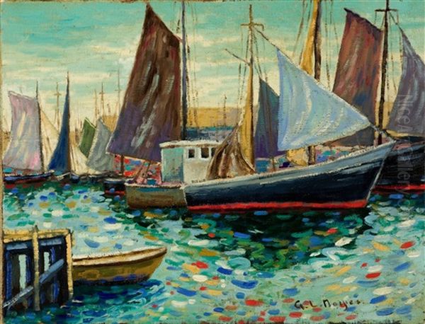 Gloucester Harbor Oil Painting by George L. Noyes