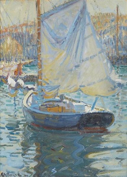 Sailboat In Swampscott Harbor Oil Painting by George L. Noyes