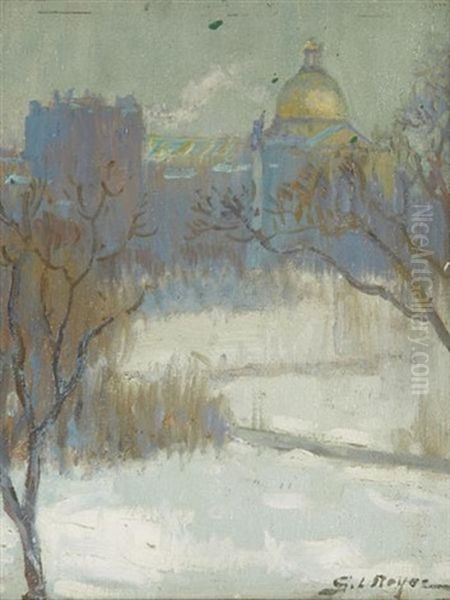 Boston Commons In Winter Oil Painting by George L. Noyes