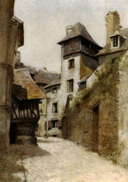 Cobbled Street Oil Painting by George L. Noyes