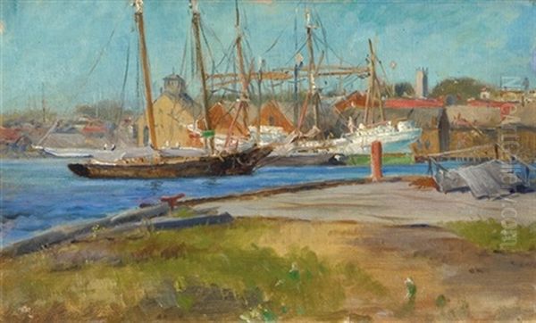 A Blue Day, Gloucester Oil Painting by George L. Noyes