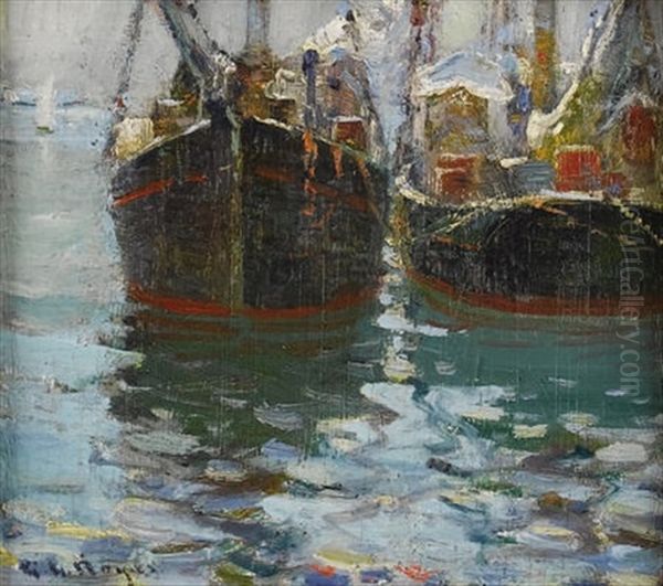 Gloucester Fishing Craft Oil Painting by George L. Noyes