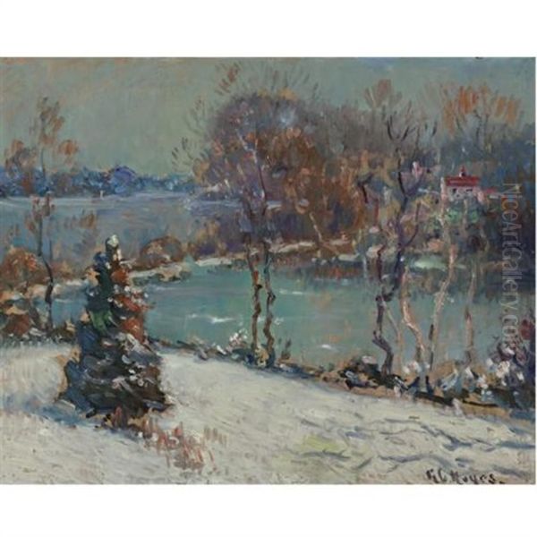 Winter Landscape Oil Painting by George L. Noyes