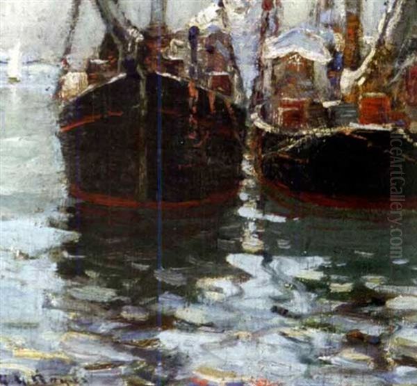 Gloucester Fishing Craft Oil Painting by George L. Noyes