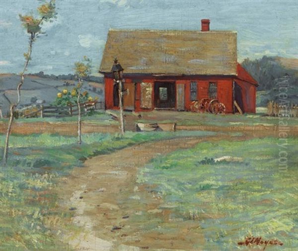 Village Blacksmith Shop, Sugar Hill, Nh Oil Painting by George L. Noyes