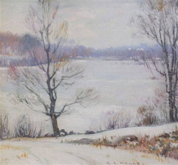 Winter Landscape Millis, Mass Oil Painting by George L. Noyes