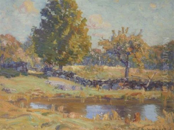 The Stone Wall Oil Painting by George L. Noyes