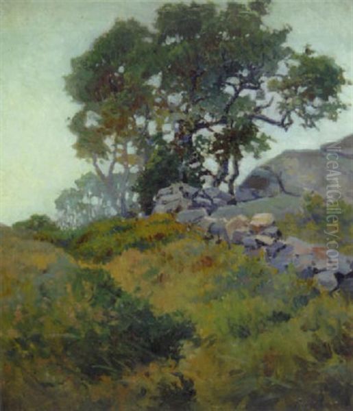 Hillside In Summer Oil Painting by George L. Noyes