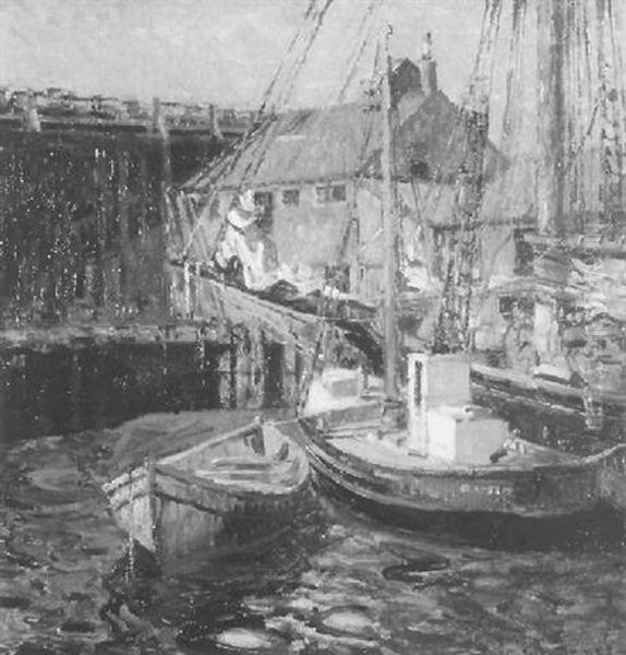 Gloucester Harbour Oil Painting by George L. Noyes