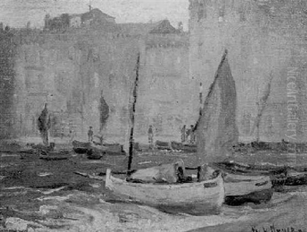 Sketch At Cannes: France Oil Painting by George L. Noyes