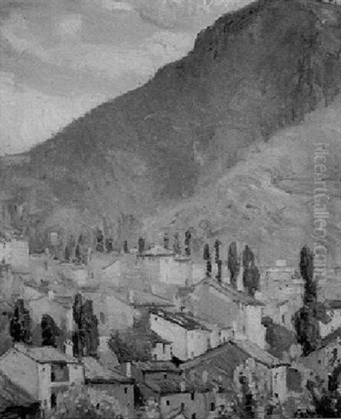 Village In The Foot Hills Oil Painting by George L. Noyes