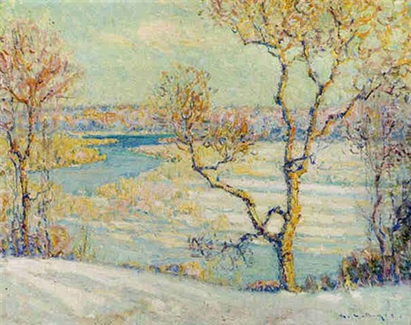 Charles River At Millis, Massachusetts Oil Painting by George L. Noyes