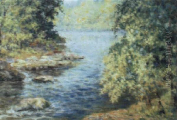 Landscape With Lake Oil Painting by George L. Noyes