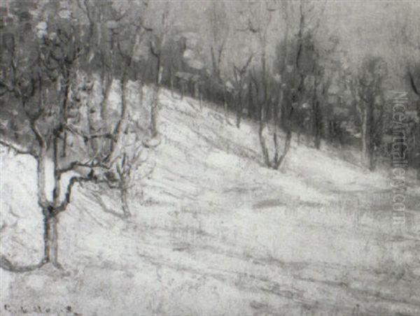 Snow On The Hillside Oil Painting by George L. Noyes