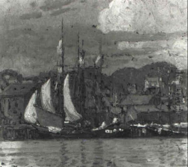 Gloucester Harbor Oil Painting by George L. Noyes