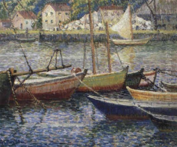 Boats At Annisquam, Massachusetts Oil Painting by George L. Noyes