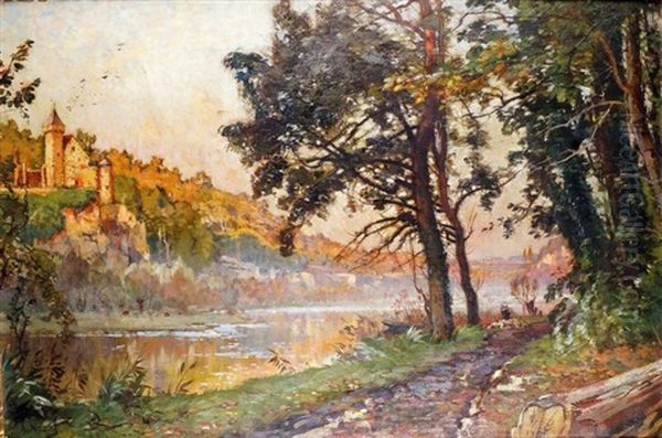 Chateau En Bord De Riviere Oil Painting by Alexandre Nozal