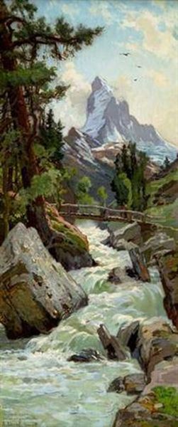 Le Cervin Vu De Zermatt Oil Painting by Alexandre Nozal