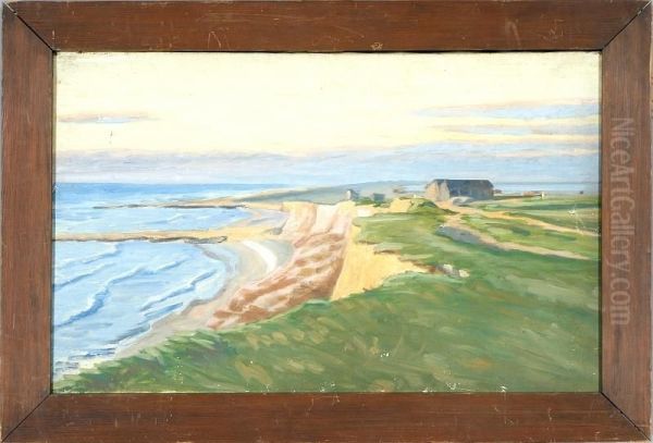 A Danish Coastal Scenery Oil Painting by Kristen Bjerre