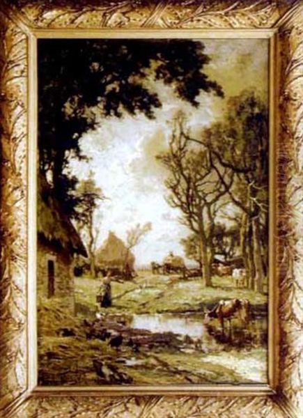 Cour De Ferme Animee Oil Painting by Alexandre Nozal