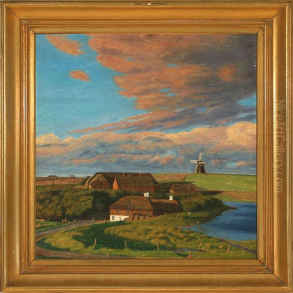 Evening Atmosphere In Denmark Oil Painting by Niels Bjerre