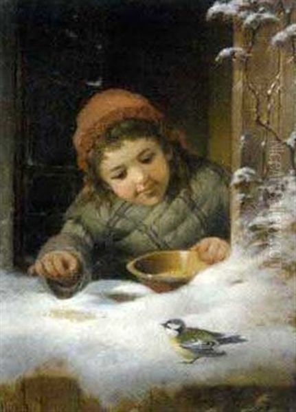 Der Kleine Wintergast Oil Painting by Johann Jakob Nueesch