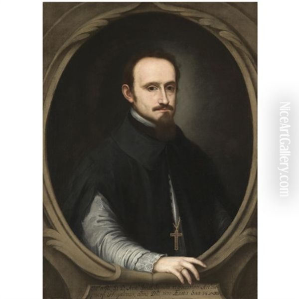 Portrait Of Ambrosio Ignacio Spinola Y Guzman, Archbishop Of Seville Oil Painting by Pedro Nunez De Villavicencio