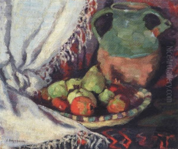 Nature Morte A L'assiette De Fruits Oil Painting by Felix Nussbaum