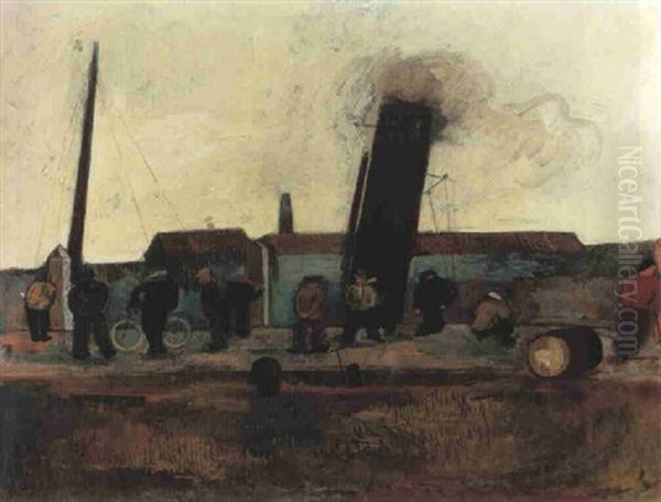 Port Scene Oil Painting by Felix Nussbaum