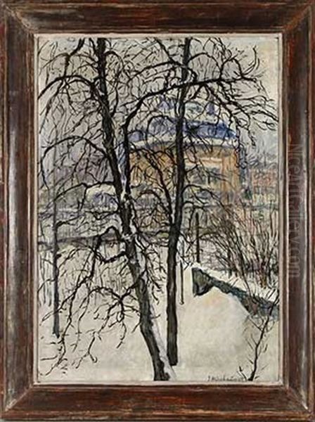 Villa Im Winter Oil Painting by Jakob Nussbaum