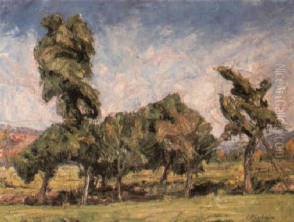 Landscape With Trees Oil Painting by Jakob Nussbaum